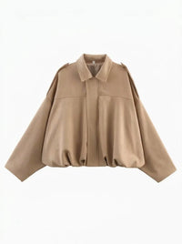 Damen Oversized Jacke mit praktischen Taschen - Khaki