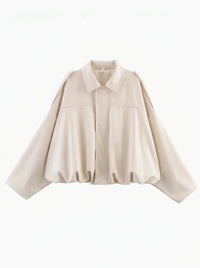Damen Oversized Jacke mit praktischen Taschen - Elfenbein