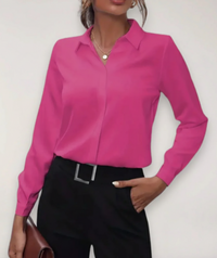 Marie | Damen Elegante Langarm Bluse - Hell Rosa