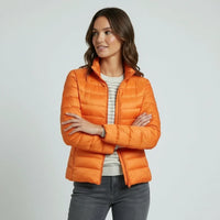 Sophie | Damen Leichter Winter Daunenjacke mit Hohem Kragen - Orange