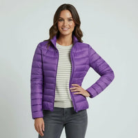Sophie | Damen Leichter Winter Daunenjacke mit Hohem Kragen - Lila