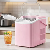 Tragbarer Eiswürfelbereiter Tischgerät Schnell Eis Maschine Küche - Rosa