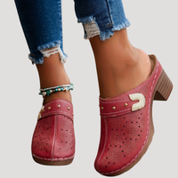 Ilka | Damen Slip-On Clogs mit Blockabsatz - Rot