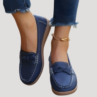 Ilsena | Damen Loafer Flach Slip-on Mokassin - Blau