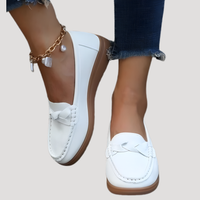 Ilsena | Damen Loafer Flach Slip-on Mokassin - Weiß