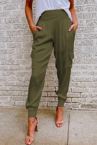 Ilvara | Damen High Waist Cargohose mit Taschen - Olivgrün
