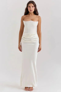 Bianca | Damen Elegantes Kleid – Reines Weißes Elegantes Kleid - White