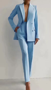 Jessica | Damen Elegant Knöpfen Maßanzug - Hellblau