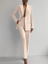 Jessica | Damen Elegant Knöpfen Maßanzug - Beige