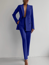 Jessica | Damen Elegant Knöpfen Maßanzug - Blau