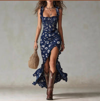 Nadjia – Luftiges Boho-Maxikleid - Blau