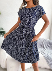 Lilienne | Damen Stylisches Sommerkleid – Modisches Stylisches Sommerkleid - Dark Blue