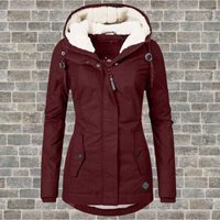 Luisa | Damen Gefütterter Wasserdichter Kapuzen Winter Parka - Rot