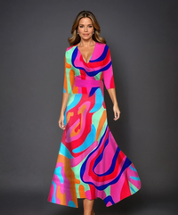 Ysa | Damen Schickes Kleid Blumendruck – Florales Chic Kleid - Rosa