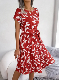 Lilienne | Damen Stylisches Sommerkleid – Modisches Stylisches Sommerkleid - Coral Red