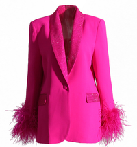 Blazer mit Federn für Damen - Rosa