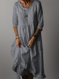 Katie – Sommerliches plissiertes Midikleid - Grau