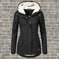 Luisa | Damen Gefütterter Wasserdichter Kapuzen Winter Parka - Schwarz