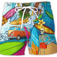 Schnelltrocknende Badeshorts mit Kordelzug Busmotiv - Blau