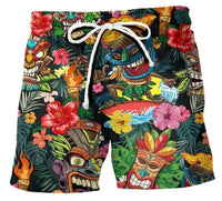 Schnelltrocknende Badeshorts mit Kordelzug Busmotiv - Hellblau