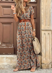 Elina | Boho Maxikleid mit elegantem Look - Braun