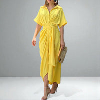 Lyla | Damen Garten Wickelkleid – Blütengarten Wickel Kleid - Yellow