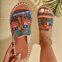 Margaret – Sandalen Mit Quasten im Bohemian Stil - Blau