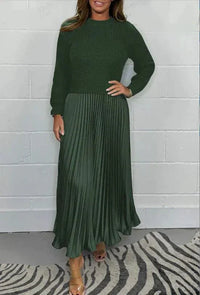 Michelle | Maxikleid mit Jersey und Faltenrock - Grün