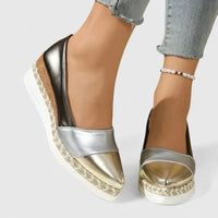 Ines | Damen Espadrille Loafer Geschlossen Spitze – Espadrille Loafer Sommer 2026 - Dunkel Gold