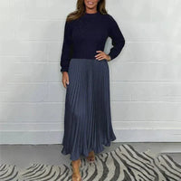 Michelle | Maxikleid mit Jersey und Faltenrock - Blau
