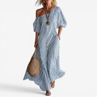 Inoni | Damen Off-Shoulder Gestreiftes Maxikleid - Blau