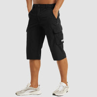 Leichter Cargo-Shorts mit elastischem Bund für Herren | Ideal für den Sommer - Schwarz