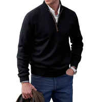 Jeremy - Moderner Herrenpullover mit Zipper - Black