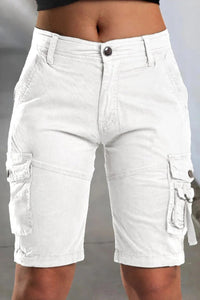 Kurze Cargo-Shorts mit Seitentaschen für Damen | Ideal für den Sommer und Outdoor-Aktivitäten - Weiß