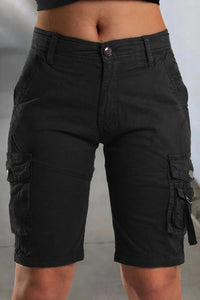 Kurze Cargo-Shorts mit Seitentaschen für Damen | Ideal für den Sommer und Outdoor-Aktivitäten - Schwarz