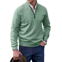 Jeremy - Moderner Herrenpullover mit Zipper - Green