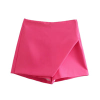 Asymmetrische Shorts-Rock mit seitlichem Reißverschluss für Frauen | Ideal für den Frühling - Rosa