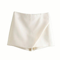 Asymmetrische Shorts-Rock mit seitlichem Reißverschluss für Frauen | Ideal für den Frühling - Beige