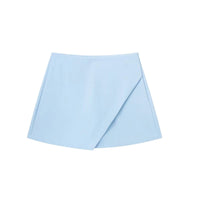 Asymmetrische Shorts-Rock mit seitlichem Reißverschluss für Frauen | Ideal für den Frühling - Hellblau