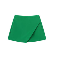 Asymmetrische Shorts-Rock mit seitlichem Reißverschluss für Frauen | Ideal für den Frühling - Grün