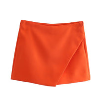 Asymmetrische Shorts-Rock mit seitlichem Reißverschluss für Frauen | Ideal für den Frühling - Orange