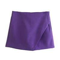 Asymmetrische Shorts-Rock mit seitlichem Reißverschluss für Frauen | Ideal für den Frühling - Lila