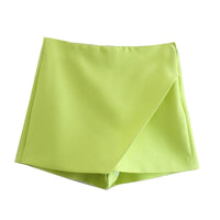 Asymmetrische Shorts-Rock mit seitlichem Reißverschluss für Frauen | Ideal für den Frühling - Leuchtendes Grün