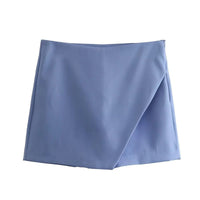 Asymmetrische Shorts-Rock mit seitlichem Reißverschluss für Frauen | Ideal für den Frühling - Blau-Violett