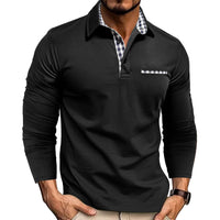 Elegantes Herrenpolo mit langen Ärmeln, moderner Stil für Business und Freizeit - Schwarz