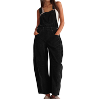 Imogen | Damen Latzhose Overall mit Weitem Bein - Schwarz