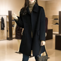 Ingrid | Damen Elegante Zweireihiger Jacke - Schwarz
