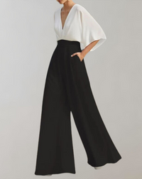 Iolanthe | Damen Wide Leg V-Ausschnitt Jumpsuit - Mehrfarbig