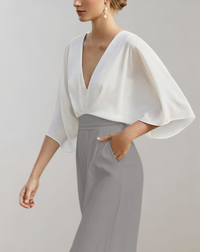 Iolanthe | Damen Wide Leg V-Ausschnitt Jumpsuit - Grau