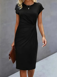 Isabella | Festliches Kurzarm-Midikleid - Schwarz